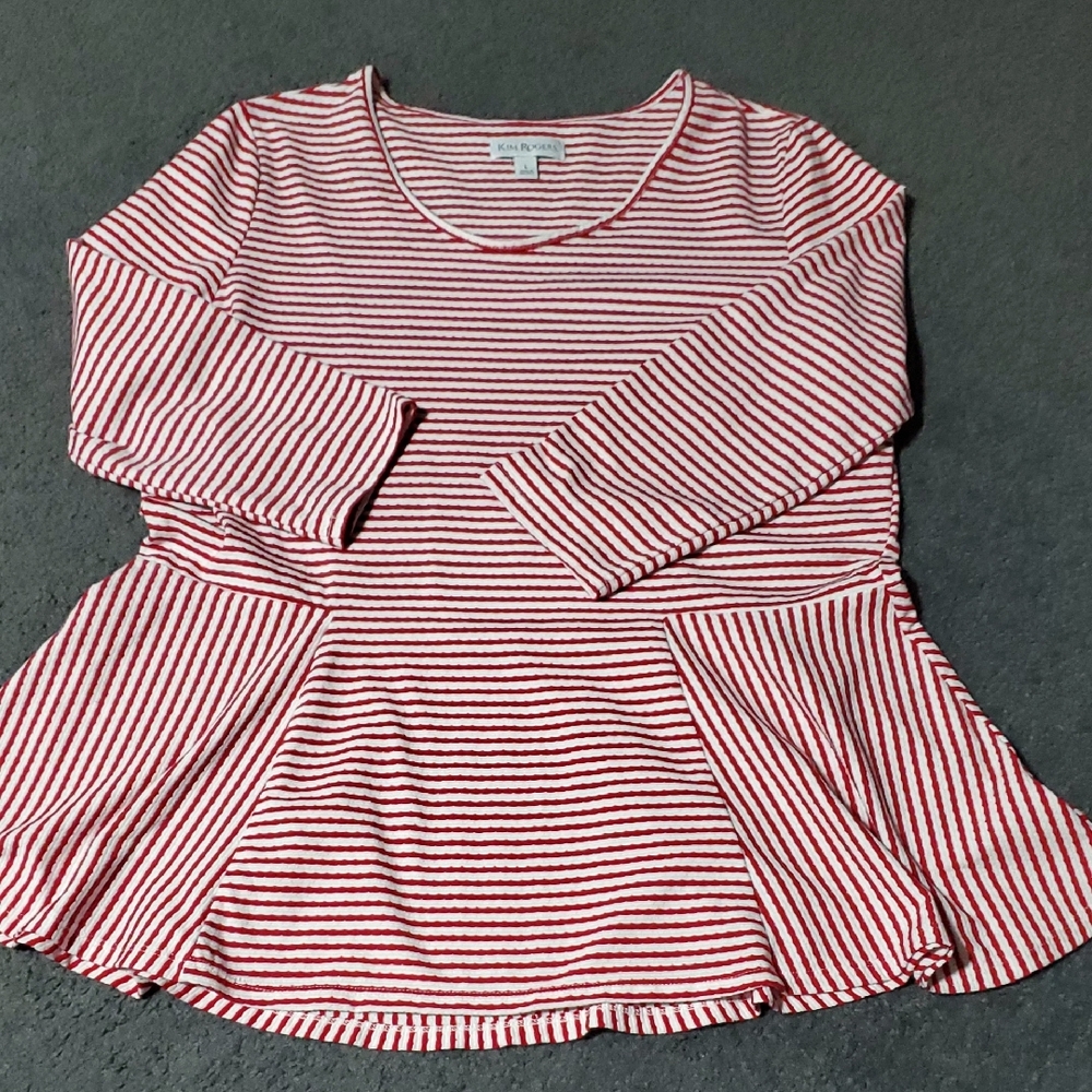 Kim Rogers Red and White Striped Top